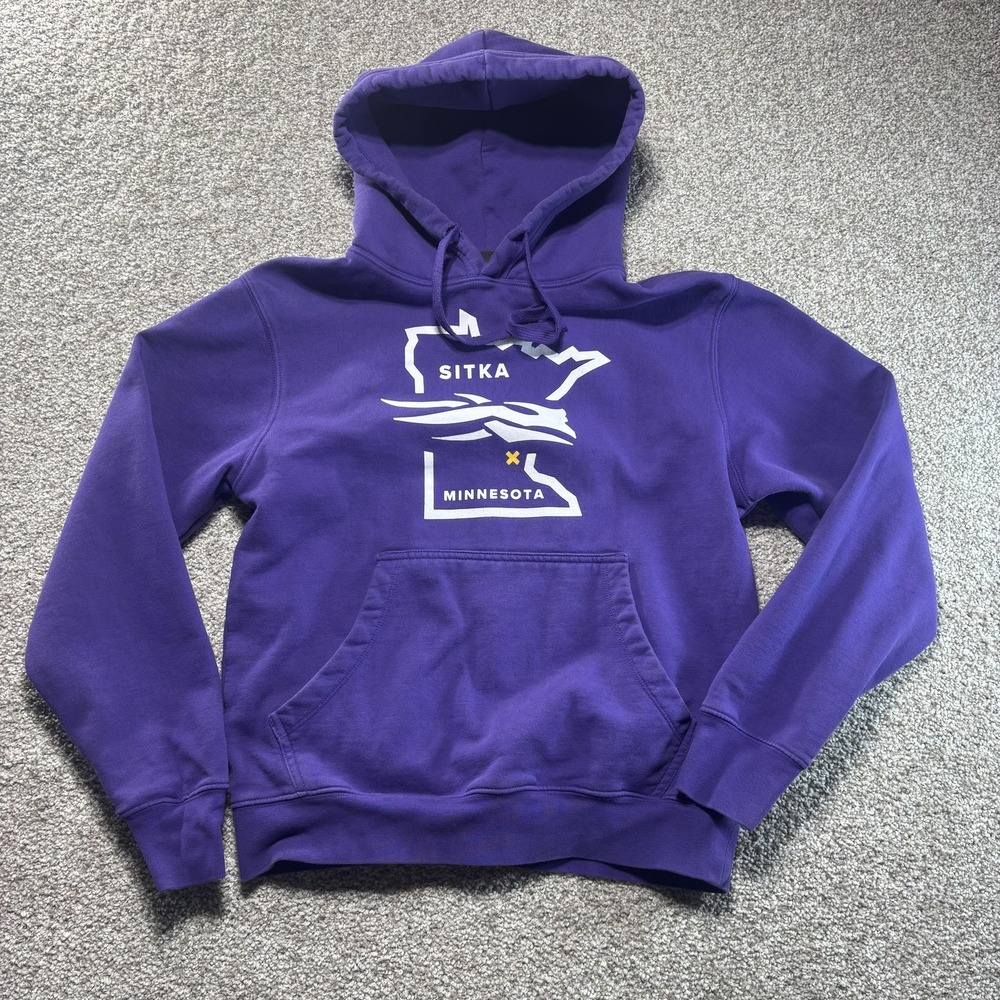 Sitka Hoodie‎ Mens Small Purple Minnesota Graphic Pullover Sweatshirt Hunting